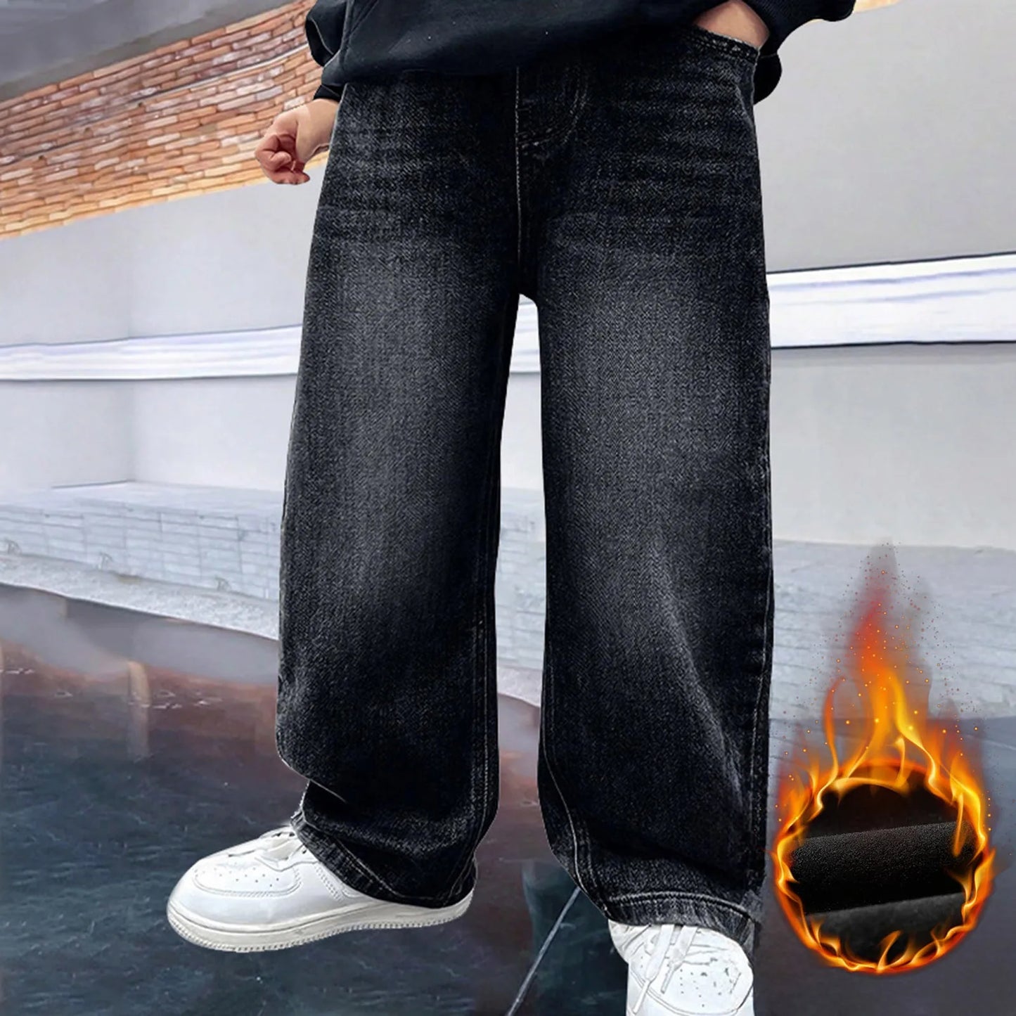 Boys Jeans Wide Leg Children's Boy Children's Clothing Big Children Handsome Sports Athletic Pants for Boys