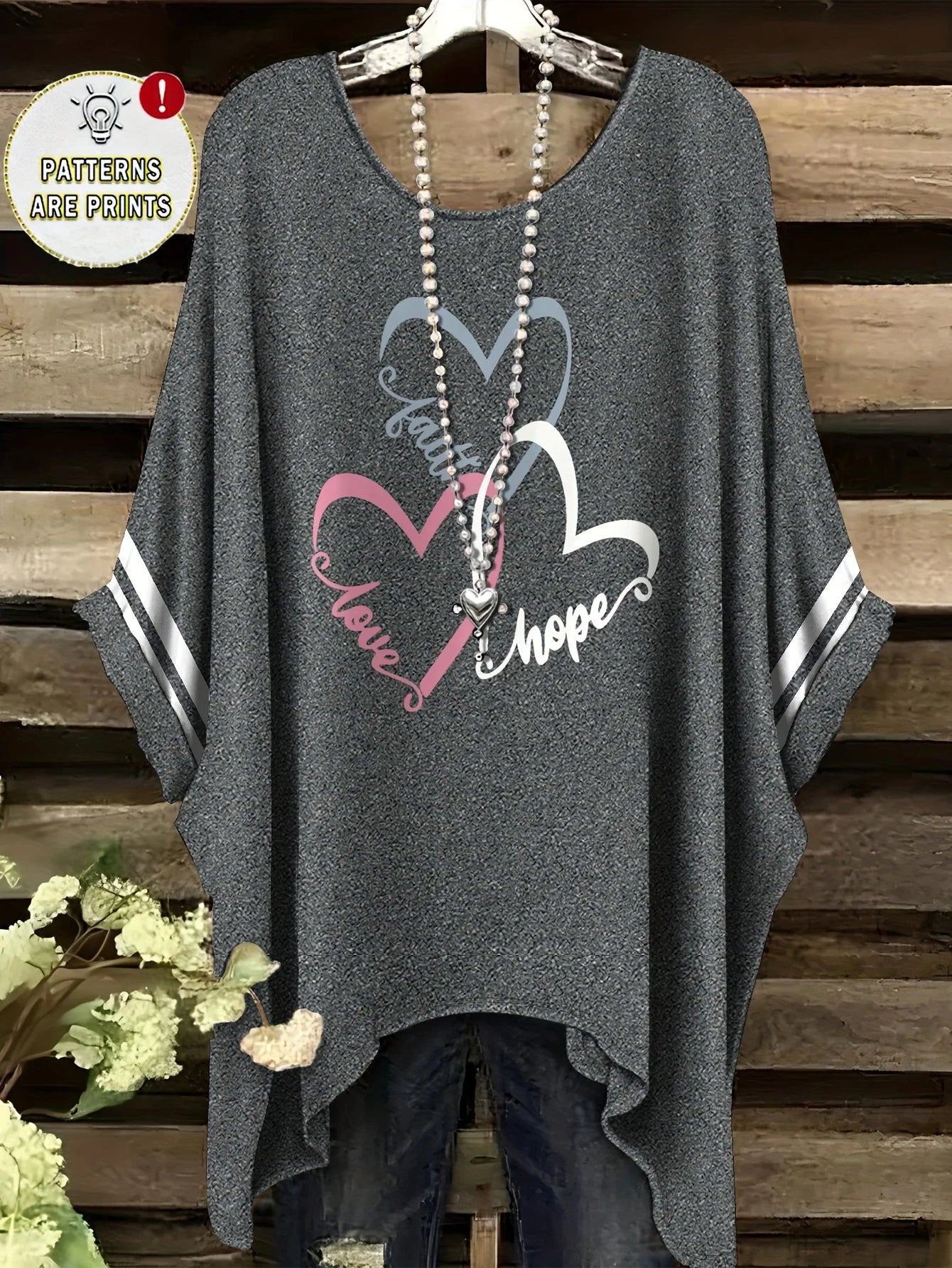 Top with a Rainbow Striped Pattern Tunic T shirt Women T-Shirt Versatile Casual Loose-Fitting Bohemian Clothing Woman Top