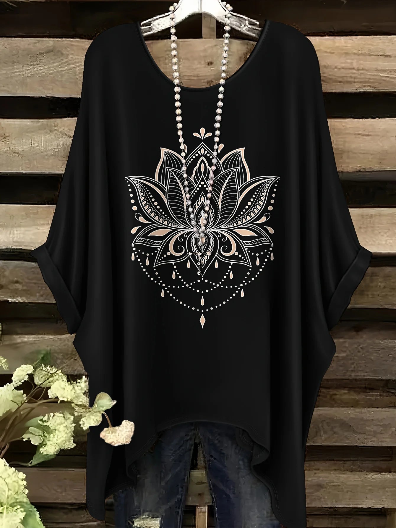 Top with a Rainbow Striped Pattern Tunic T shirt Women T-Shirt Versatile Casual Loose-Fitting Bohemian Clothing Woman Top
