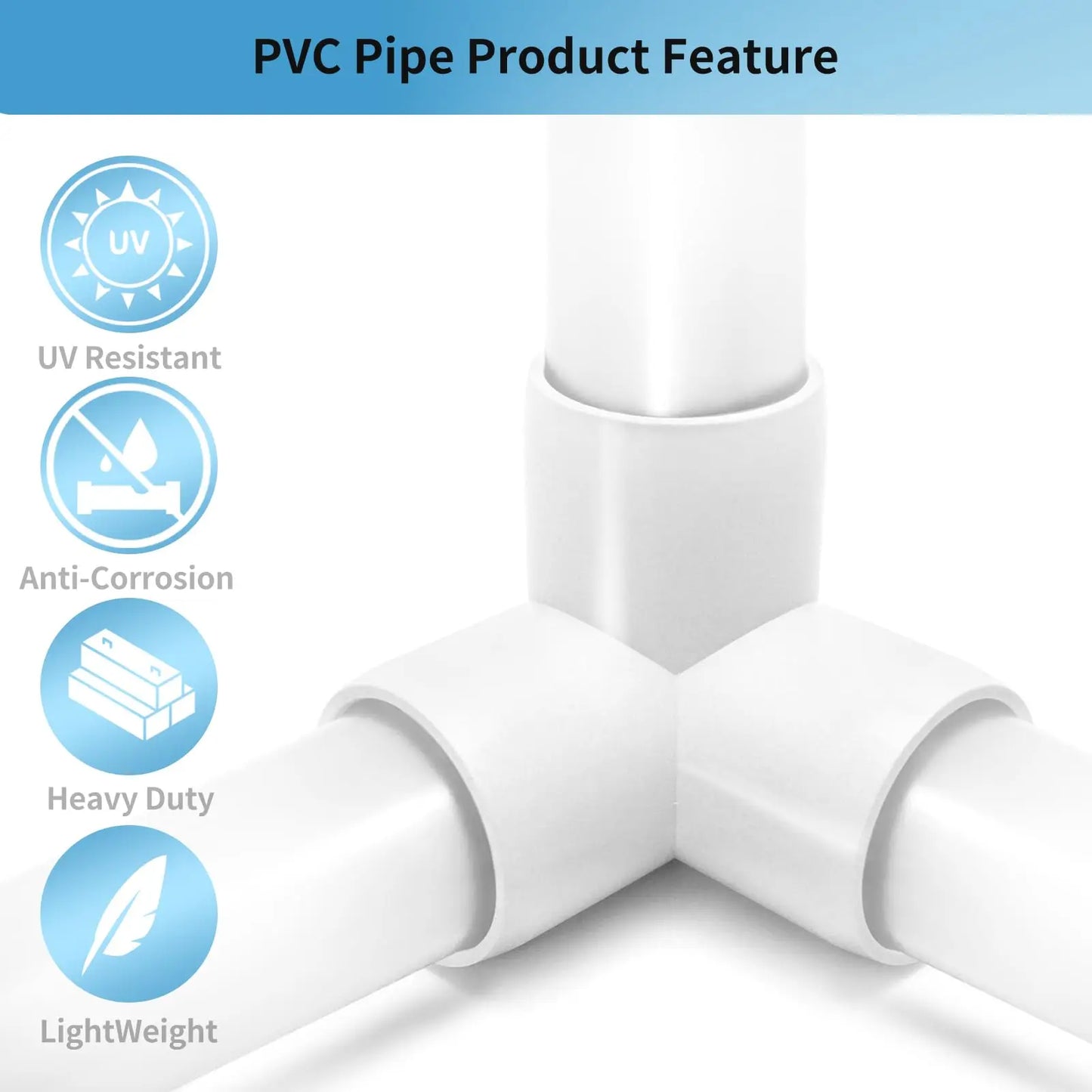 LESSO 6 Pack 1" Tee PVC Pipe 3-Way Elbow Connector Fittings, 1 Inch Furniture Grade 90° Tee Side Outlet, PVC Corner Fittings for