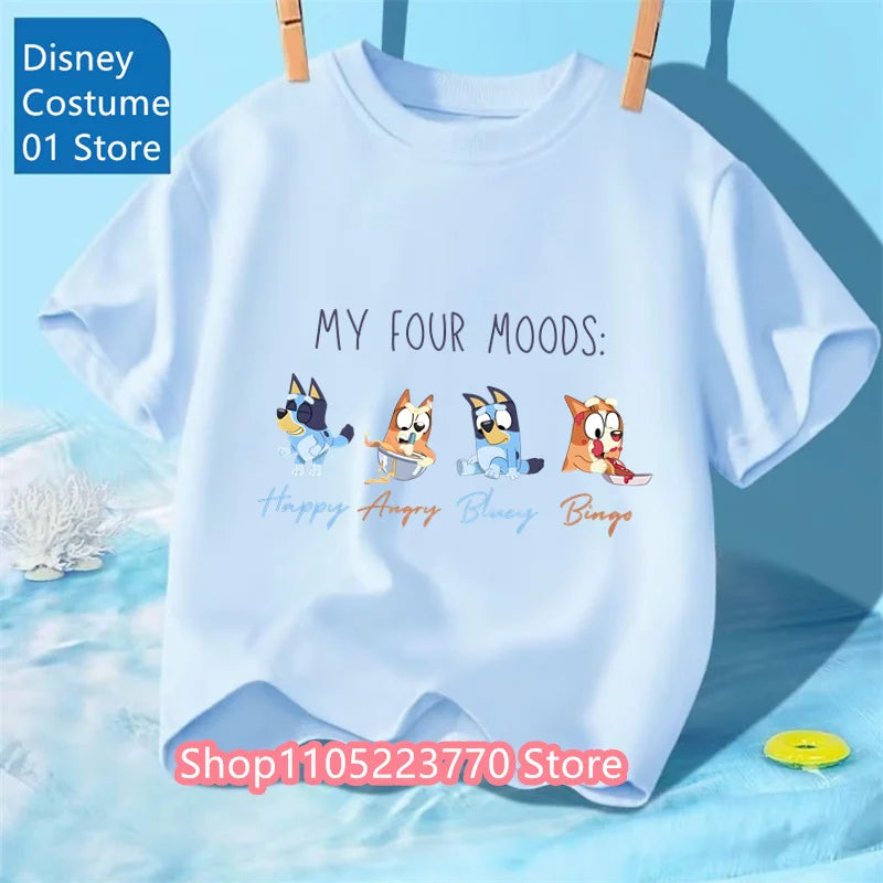 Unisex Toddler Bluey T-Shirt Fall Winter Short Sleeve Cute Cartoon Anime Print Soft Sweatshirt for Boys & Girls Casual Outfits