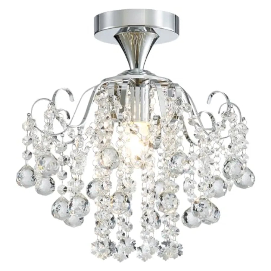 Crystal Chandelier Flushmount Modern ing Fixture for Bedroom Hallway Bar Kitchen Bathroom H 13.4" x W 12.6" E26 Base
