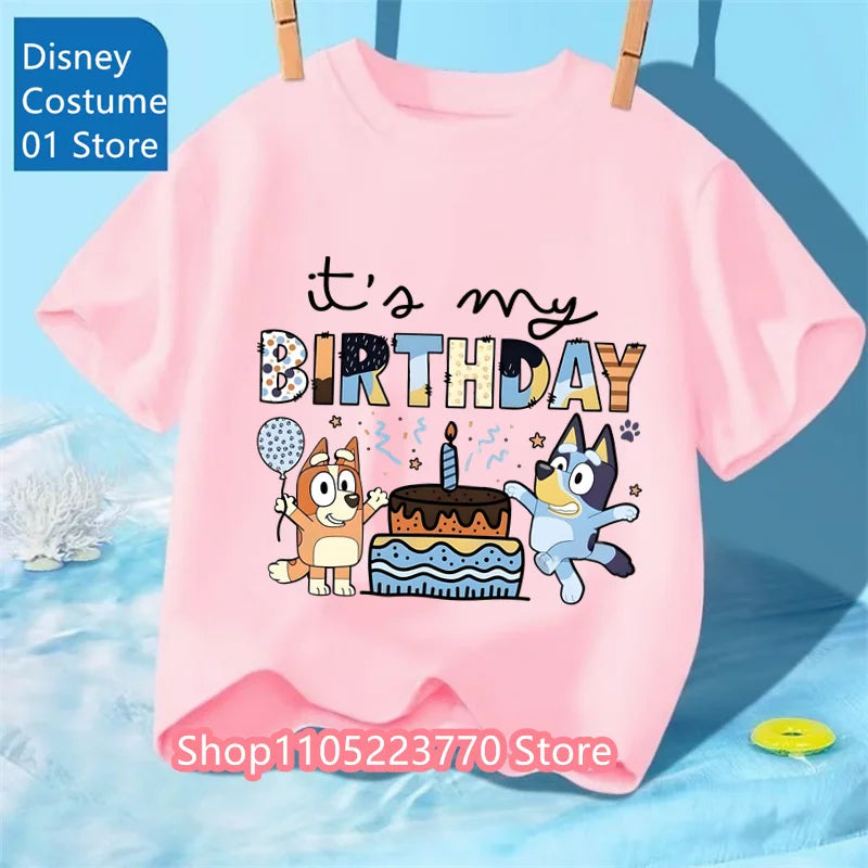 Unisex Toddler Bluey T-Shirt Fall Winter Short Sleeve Cute Cartoon Anime Print Soft Sweatshirt for Boys & Girls Casual Outfits