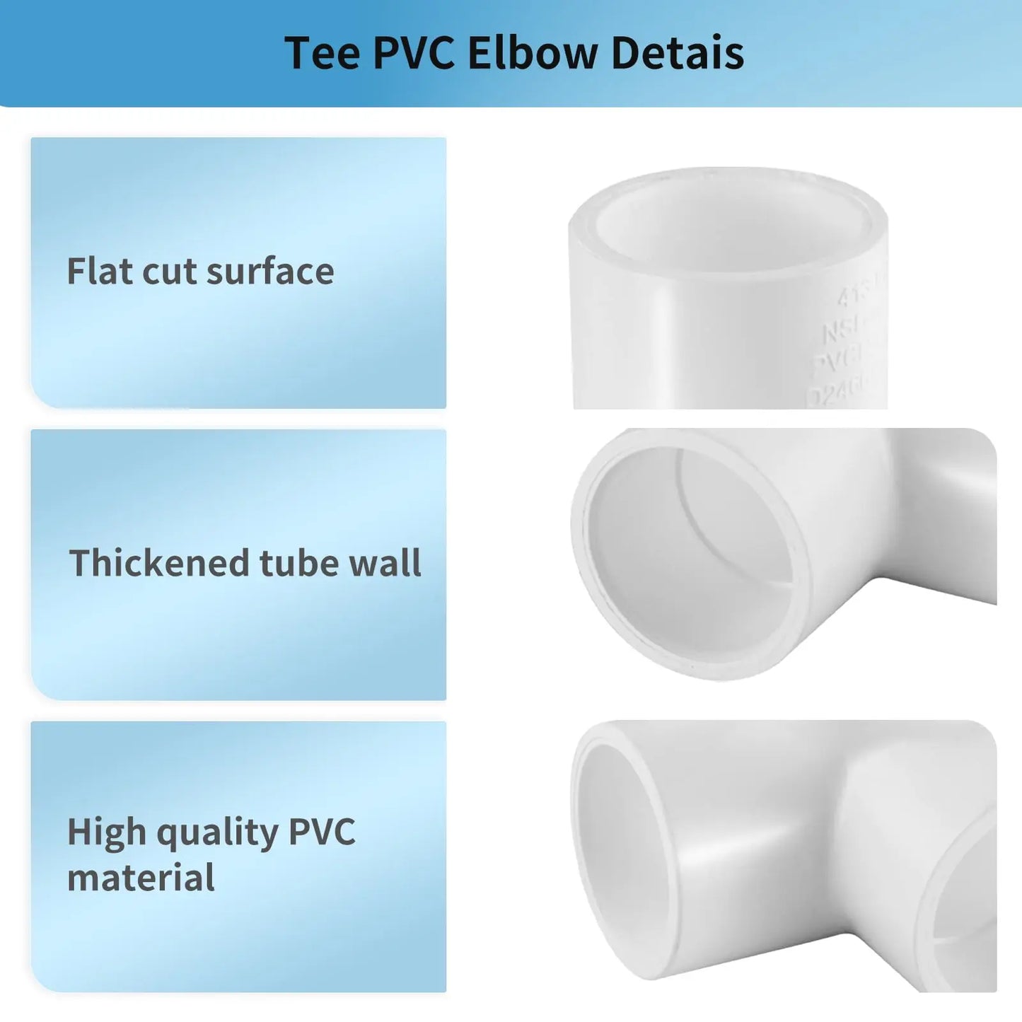 LESSO 6 Pack 1" Tee PVC Pipe 3-Way Elbow Connector Fittings, 1 Inch Furniture Grade 90° Tee Side Outlet, PVC Corner Fittings for