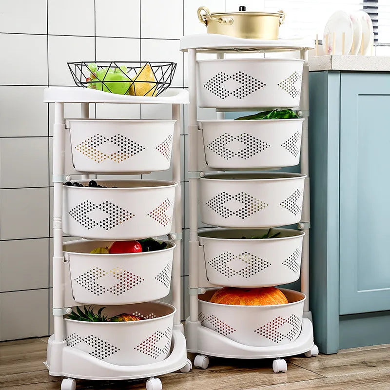 Kitchen Storage Organizer Kitchen Accessories Kitchen Shelf Basket Trolley Cart Vegetable Fruit Rack Organization Holders