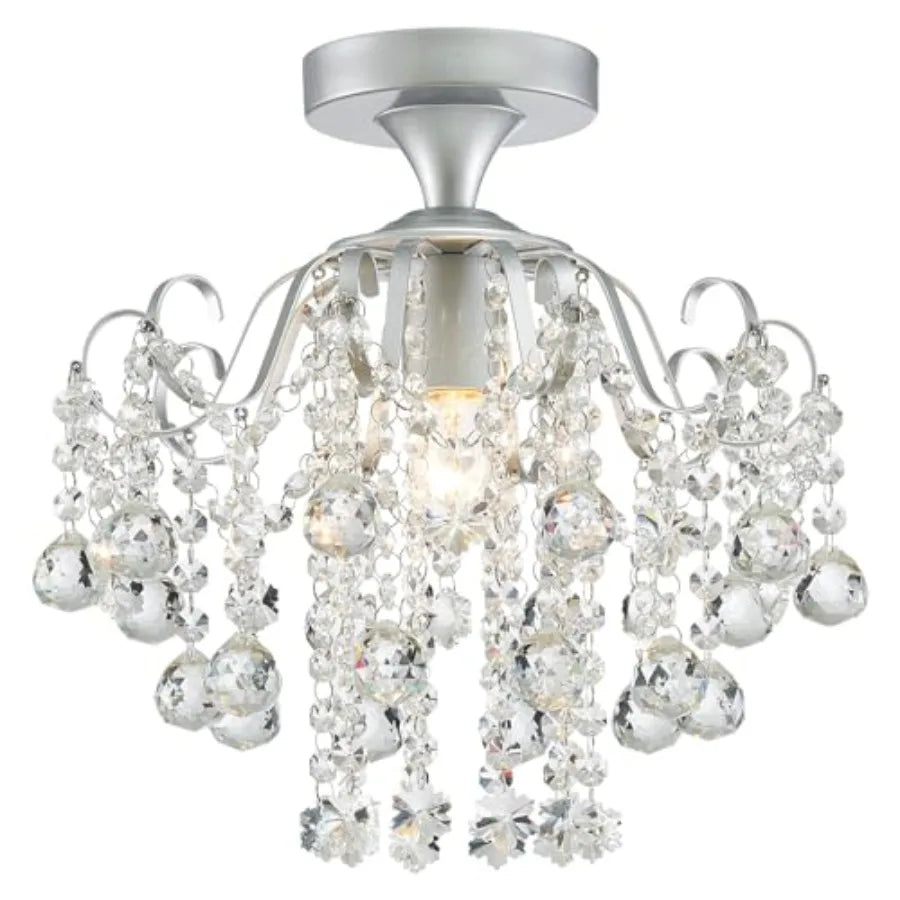 Crystal Chandelier Flushmount Modern ing Fixture for Bedroom Hallway Bar Kitchen Bathroom H 13.4" x W 12.6" E26 Base