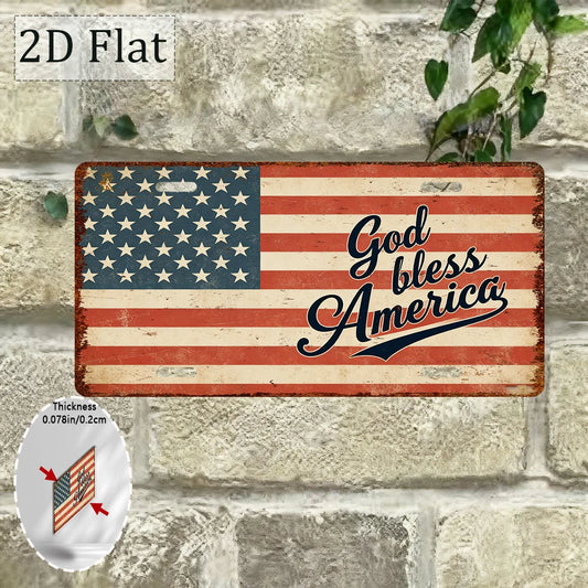 2D Flat, 2D Flat Print, 6inch Piece, Vintage Decorative Sign, Outdoor Wall Decoration(1 X 12inch ", American Flag" Patriotic T