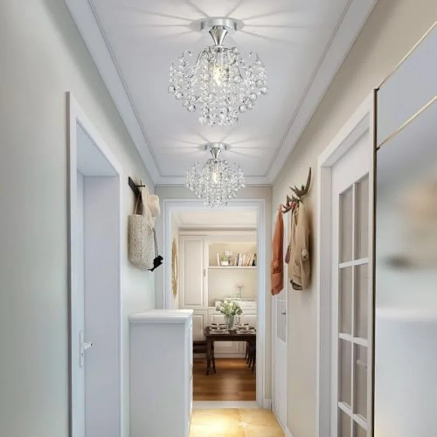 Crystal Chandelier Flushmount Modern ing Fixture for Bedroom Hallway Bar Kitchen Bathroom H 13.4" x W 12.6" E26 Base