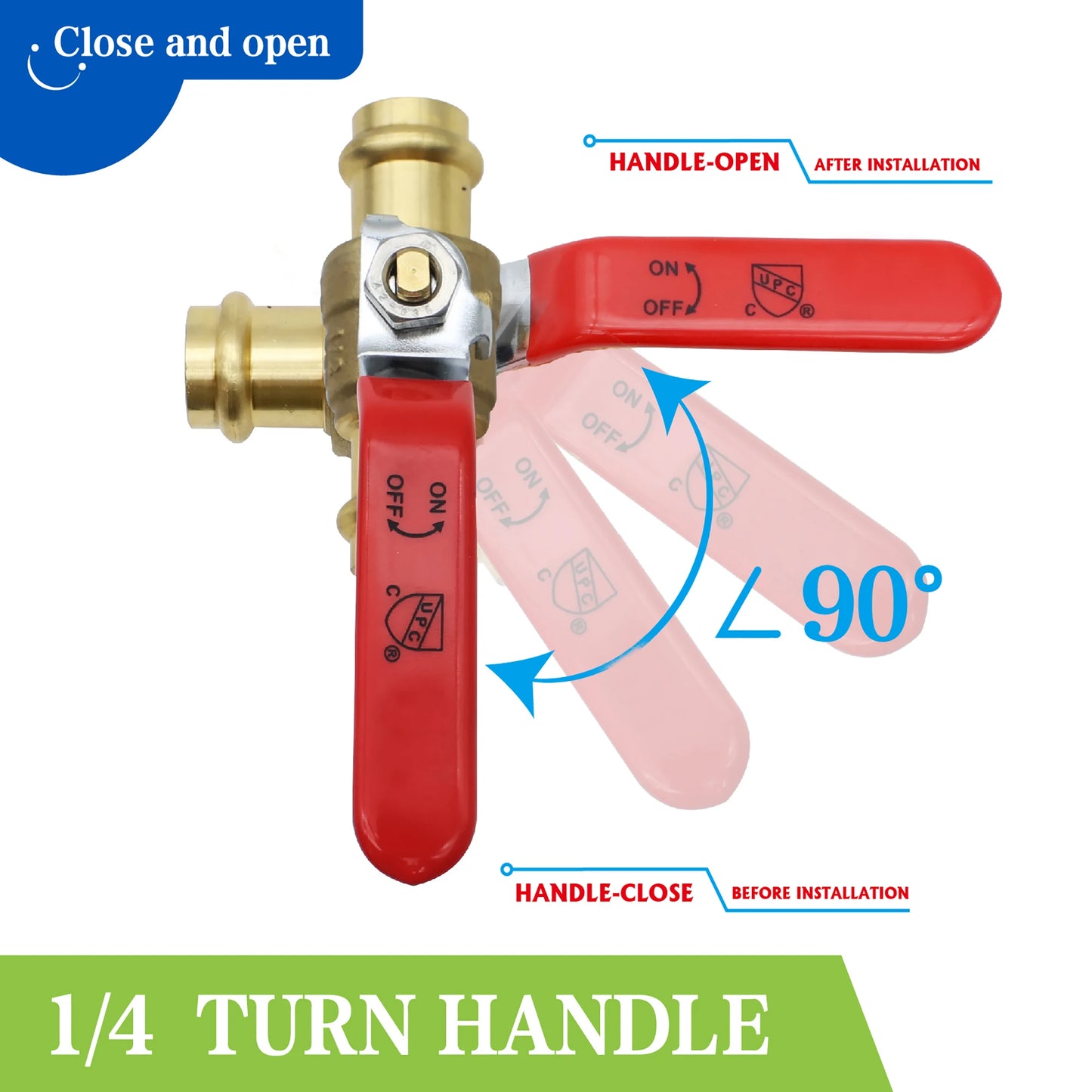 KING SMART 1/2" Press Full Port 1/4 Turn Press Ball Valve; for Hot and Cold Water System; 1 Pcs/Case; Lead Free Brass; 80241