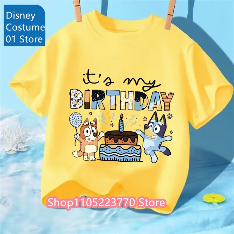Unisex Toddler Bluey T-Shirt Fall Winter Short Sleeve Cute Cartoon Anime Print Soft Sweatshirt for Boys & Girls Casual Outfits