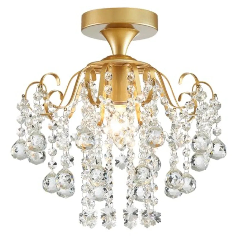 Crystal Chandelier Flushmount Modern ing Fixture for Bedroom Hallway Bar Kitchen Bathroom H 13.4" x W 12.6" E26 Base