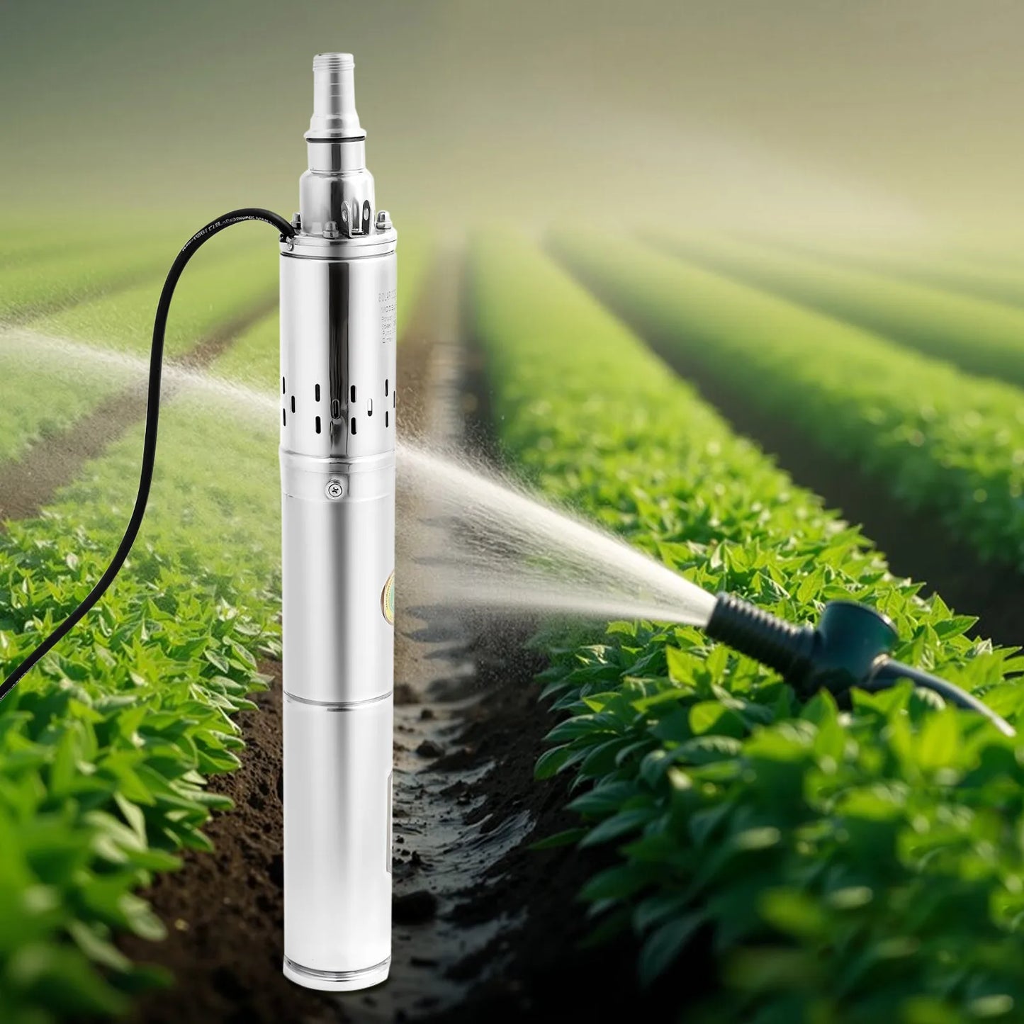 24V DC Submersible Well Pump for Solar System Stainless Steel 65m Deep Water Pump Pure Copper Motor 370W 2m³/h Flow for Farm