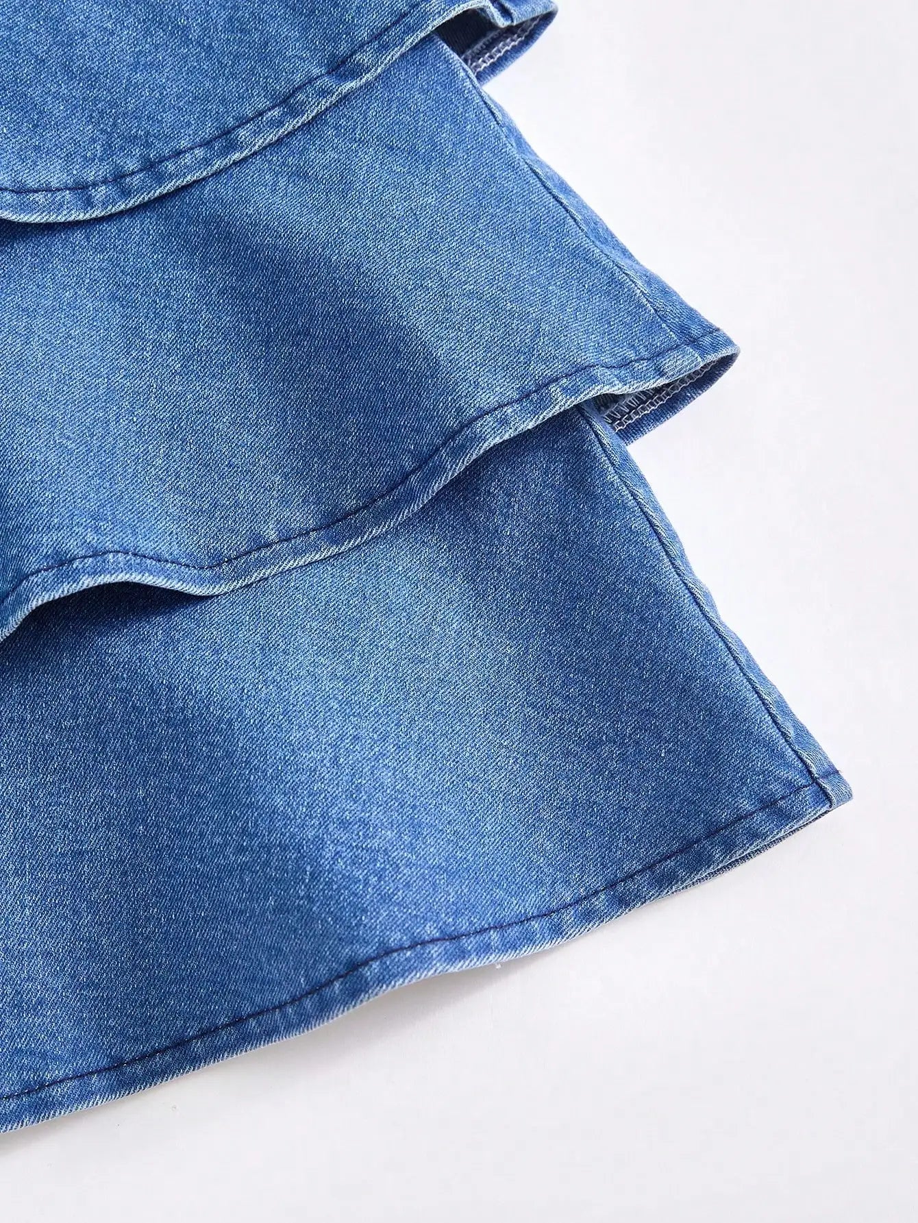 Girls Denim Tiered Ruffle Dress with Bowknot Straps, Soft Cotton, Elastic Waist, Summer Casual