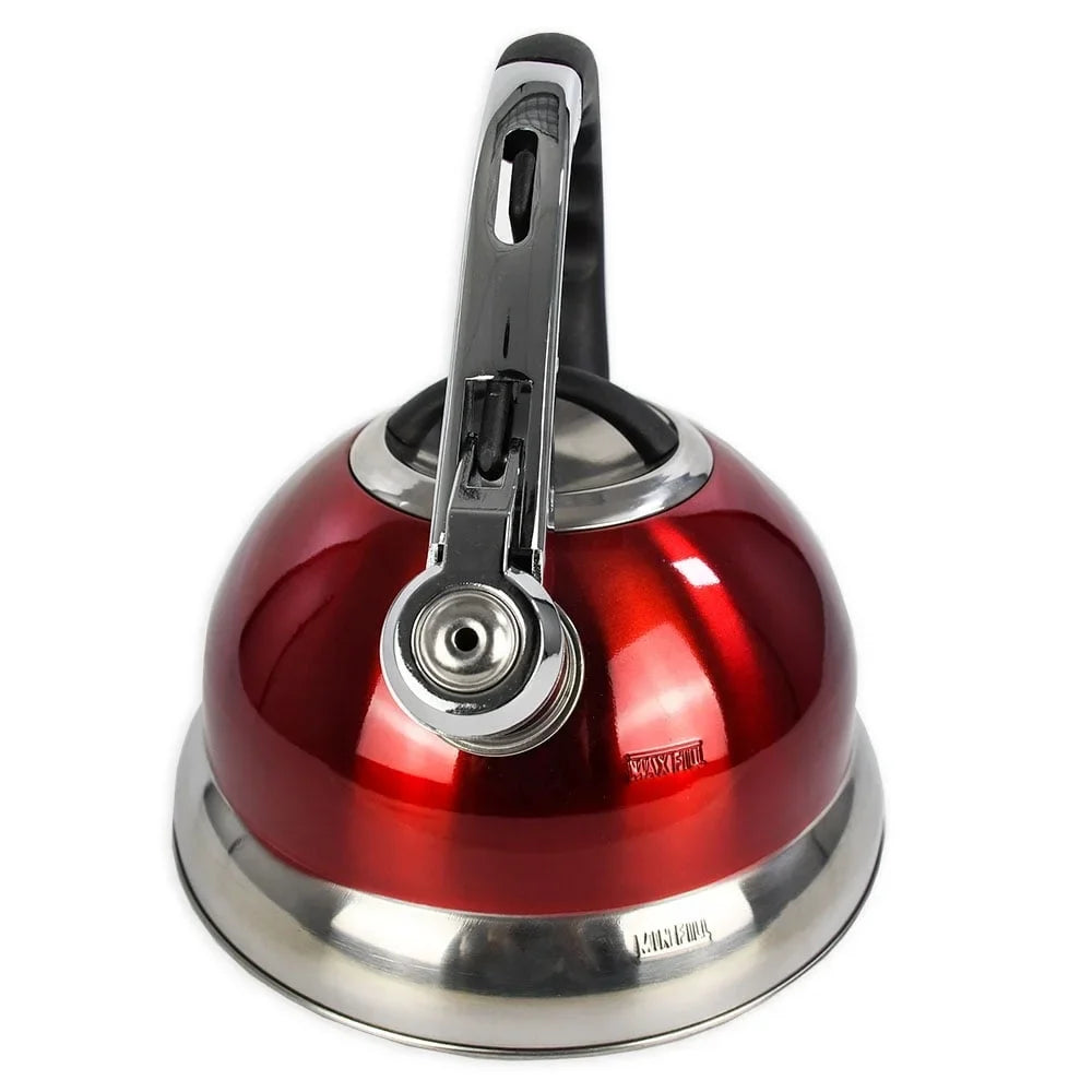 Stainless Steel Induction Compatible Kettle Whistling Pouring Handle Removable Lid Polished Finish 3L Tea Coffee Water Heating
