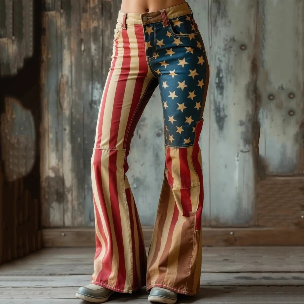 2026 Spring New Arrival Women's Blue Jeans, 3D Printed Accents, Black Stretch Denim Trousers. American Flag/Eagle/Flower Pants.