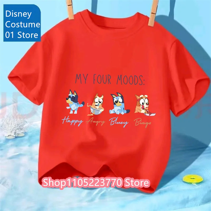Unisex Toddler Bluey T-Shirt Fall Winter Short Sleeve Cute Cartoon Anime Print Soft Sweatshirt for Boys & Girls Casual Outfits