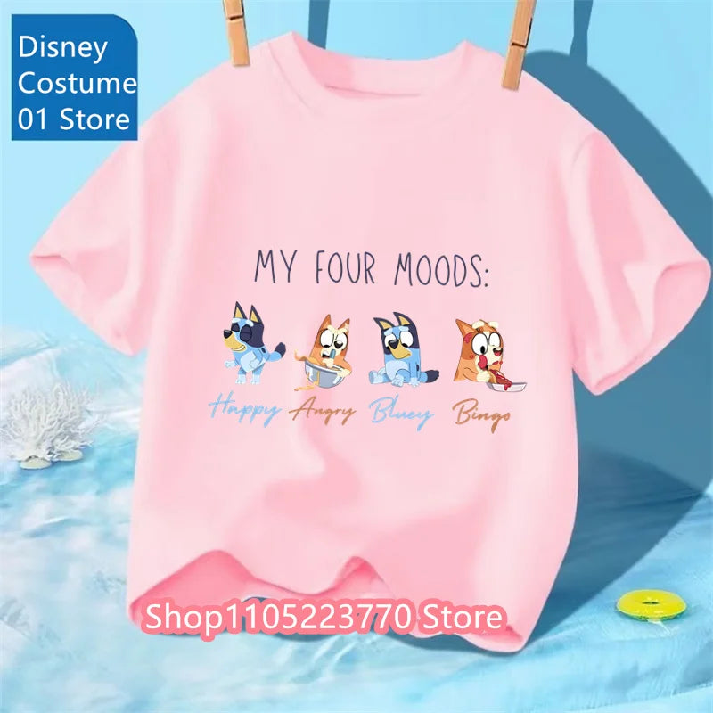 Unisex Toddler Bluey T-Shirt Fall Winter Short Sleeve Cute Cartoon Anime Print Soft Sweatshirt for Boys & Girls Casual Outfits