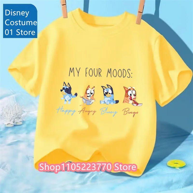 Unisex Toddler Bluey T-Shirt Fall Winter Short Sleeve Cute Cartoon Anime Print Soft Sweatshirt for Boys & Girls Casual Outfits