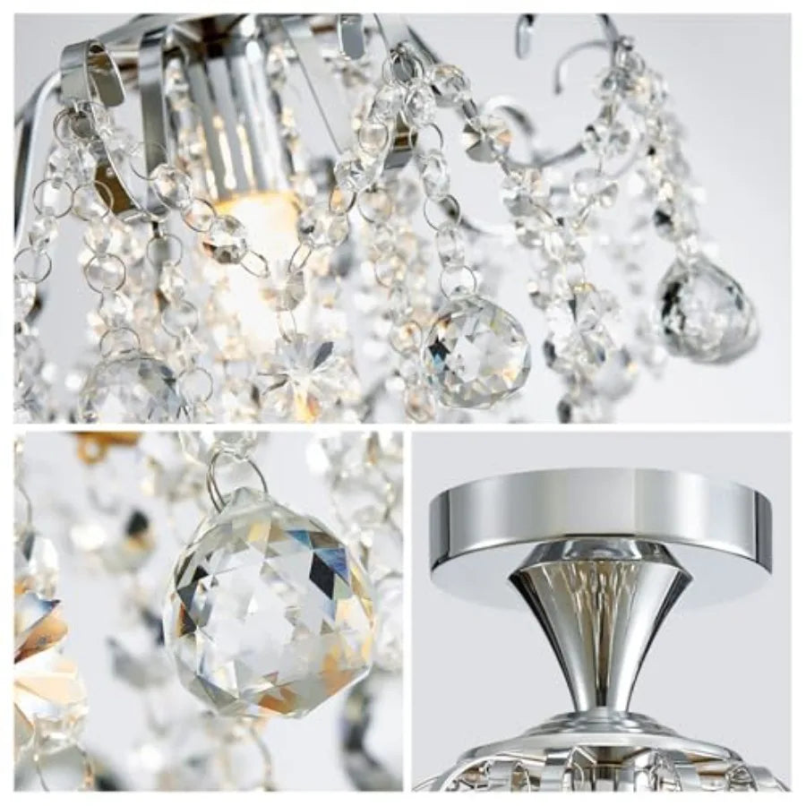 Crystal Chandelier Flushmount Modern ing Fixture for Bedroom Hallway Bar Kitchen Bathroom H 13.4" x W 12.6" E26 Base