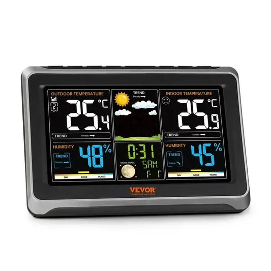 VEVOR Weather Station Indoor Outdoor, 7.5 in Large Color Display, Wireless Digital Home Weather Station, with Sensor Atomic Cloc