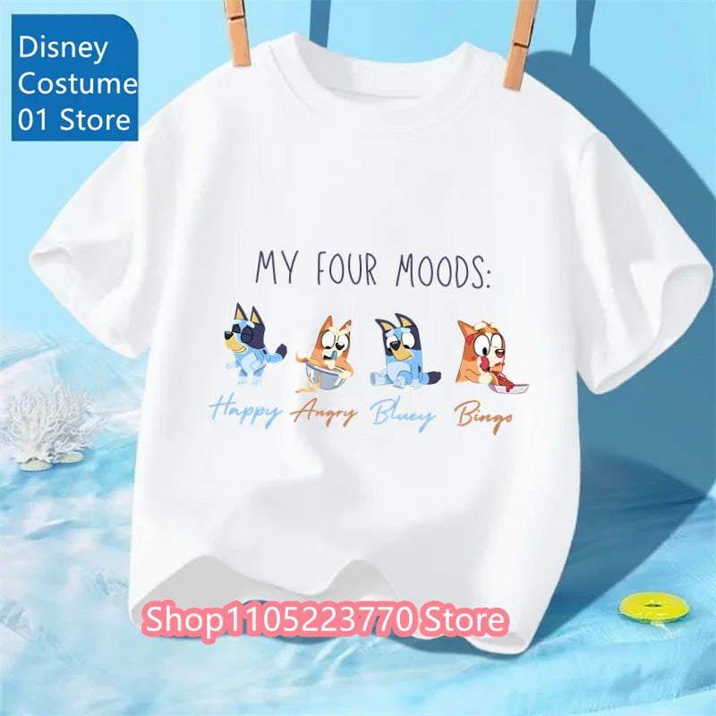 Unisex Toddler Bluey T-Shirt Fall Winter Short Sleeve Cute Cartoon Anime Print Soft Sweatshirt for Boys & Girls Casual Outfits