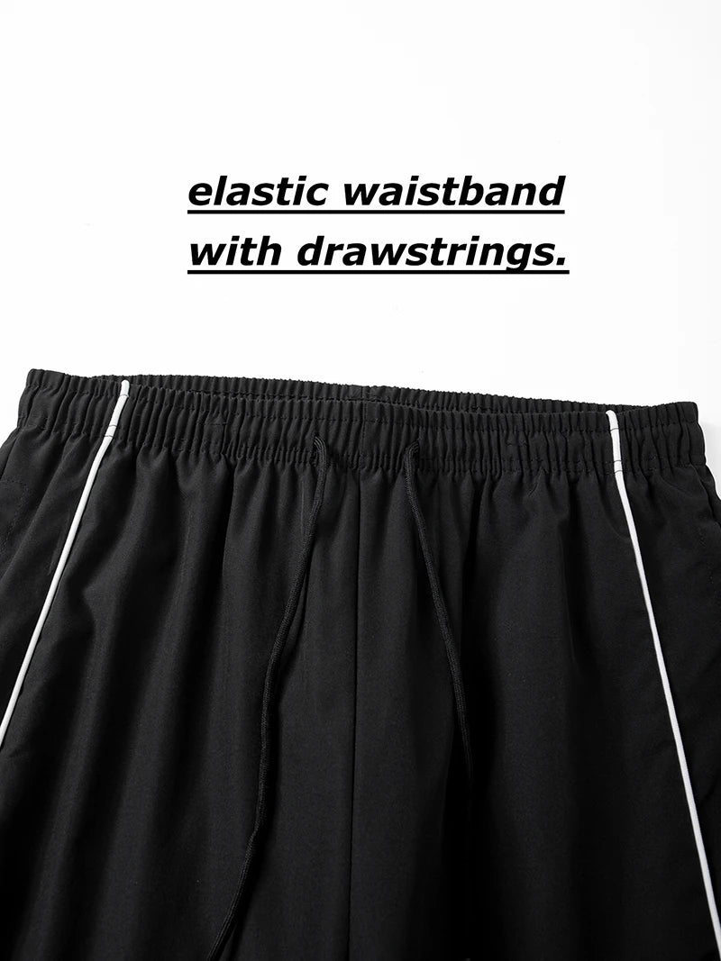 Men's Trendy Sporty Pants with Lines Gym Workout Running Trousers with Side Pockets Athletic Quick-Dry Breathable Sweatpants