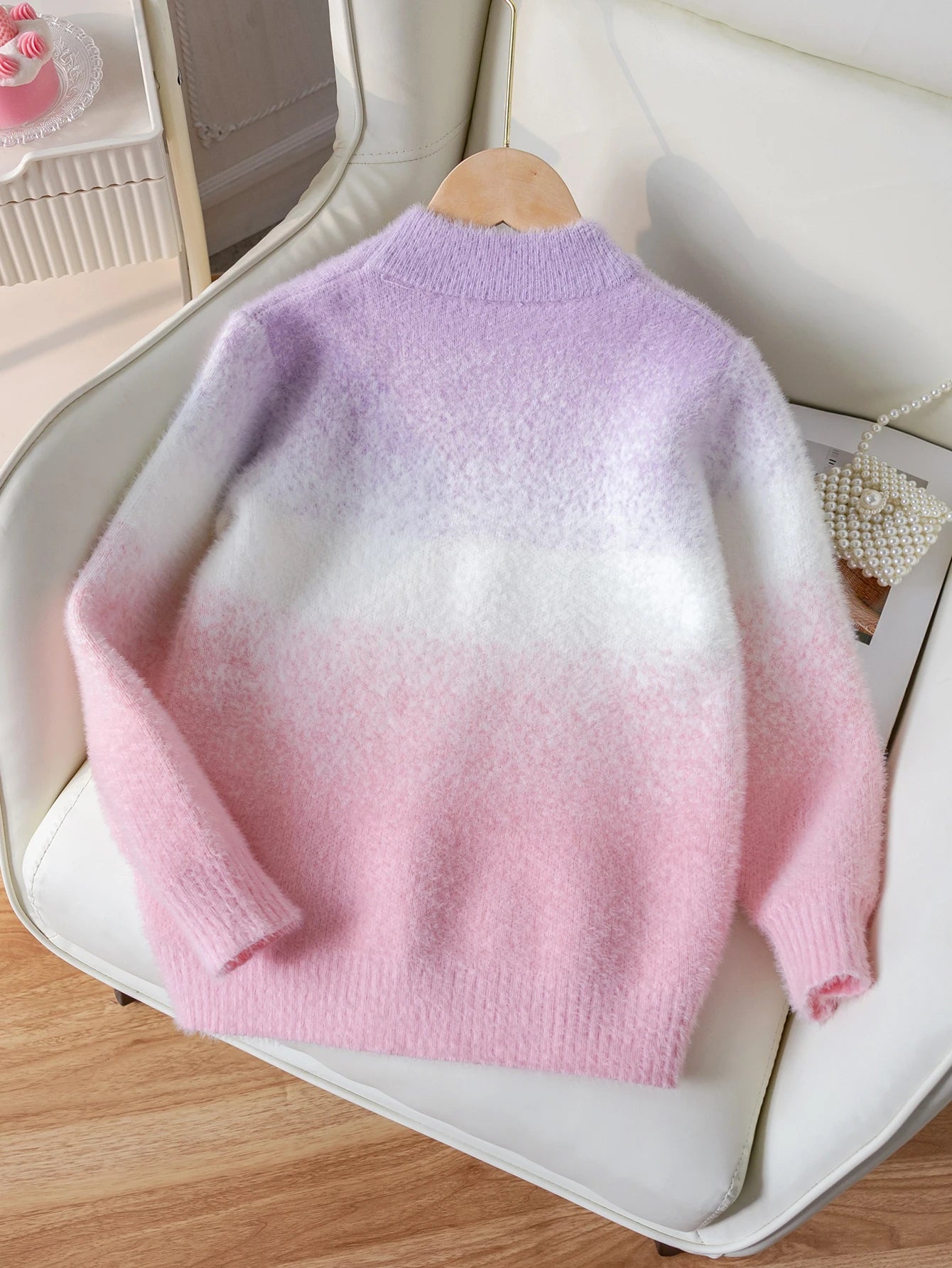 Cute gradient sweater pullover for girls and girls, suitable for casual vacation in spring, autumn, and winter