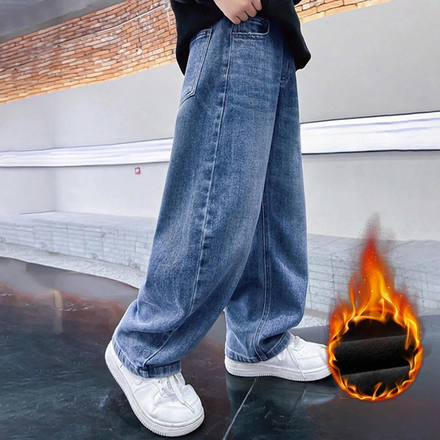 Boys Jeans Wide Leg Children's Boy Children's Clothing Big Children Handsome Sports Athletic Pants for Boys